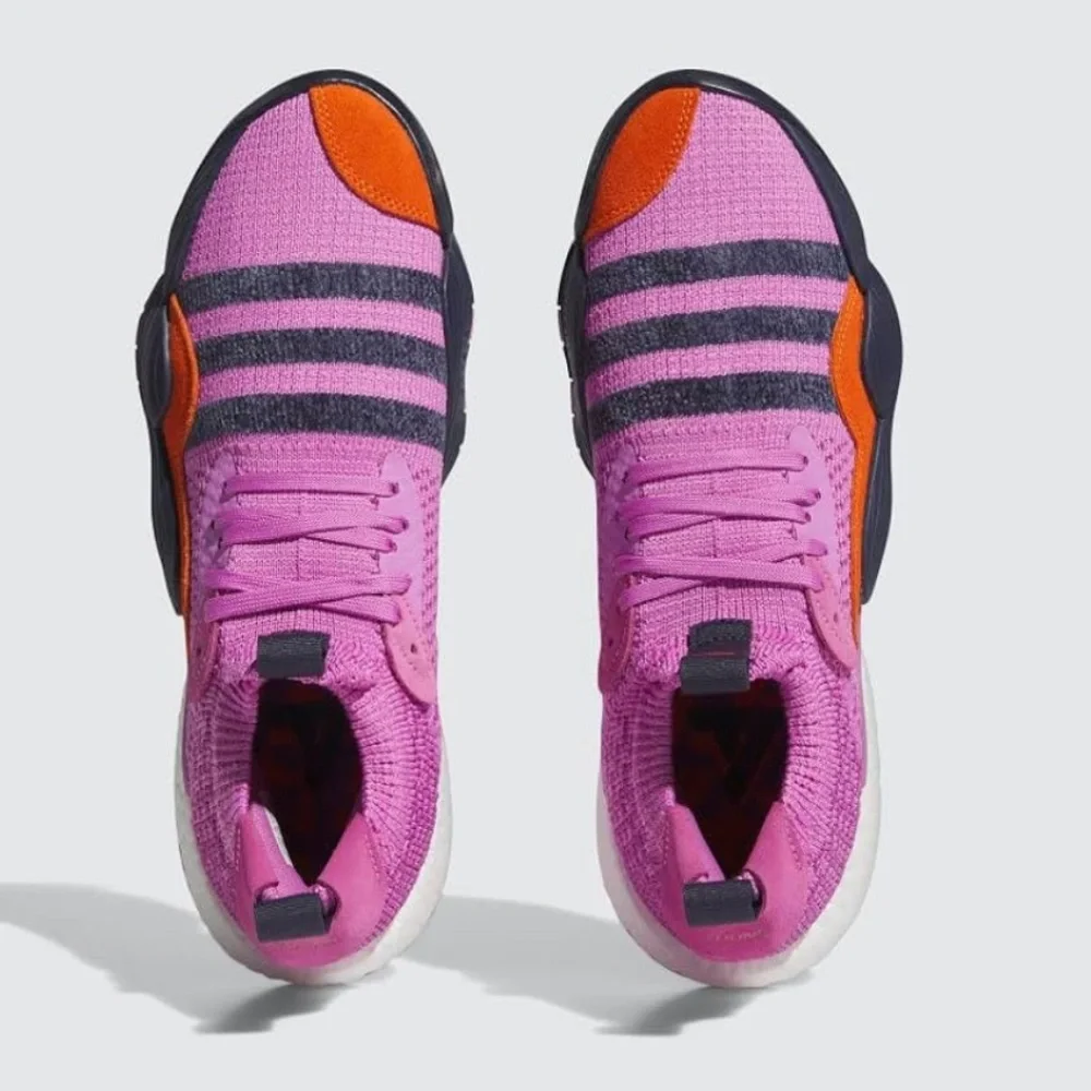 Vibrant Lilac and Black Sneakers with Orange Accents Trae 2 Basketball Sneakers
